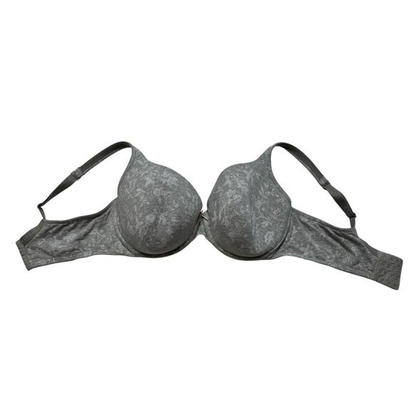 CACIQUE Lightly Lined T-shirt Bra in Gray Floral Size 40DDD Underwire Adjustable - Picture 3 of 6